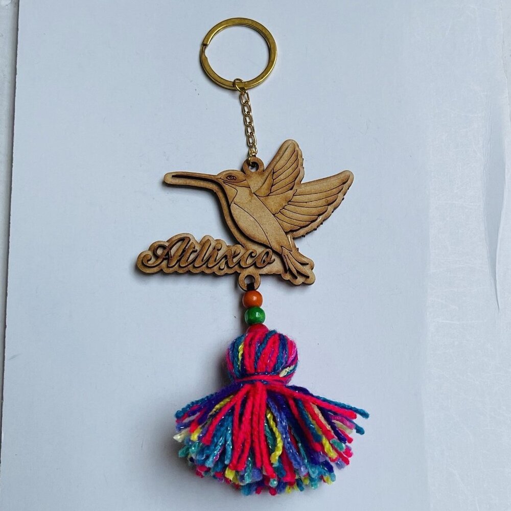 Hummingbird Wooden Hanging Decor Mini Bird Figure Atlixco‎ Memorabilia Pompom